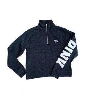 PINK Victoria’s Secret Dark Gray Quarter Zip Icon Sweatshirt Xsmall Women’s